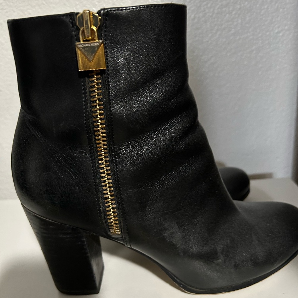 Michael Kors Gold Lock Zip-Up Ankle Heels